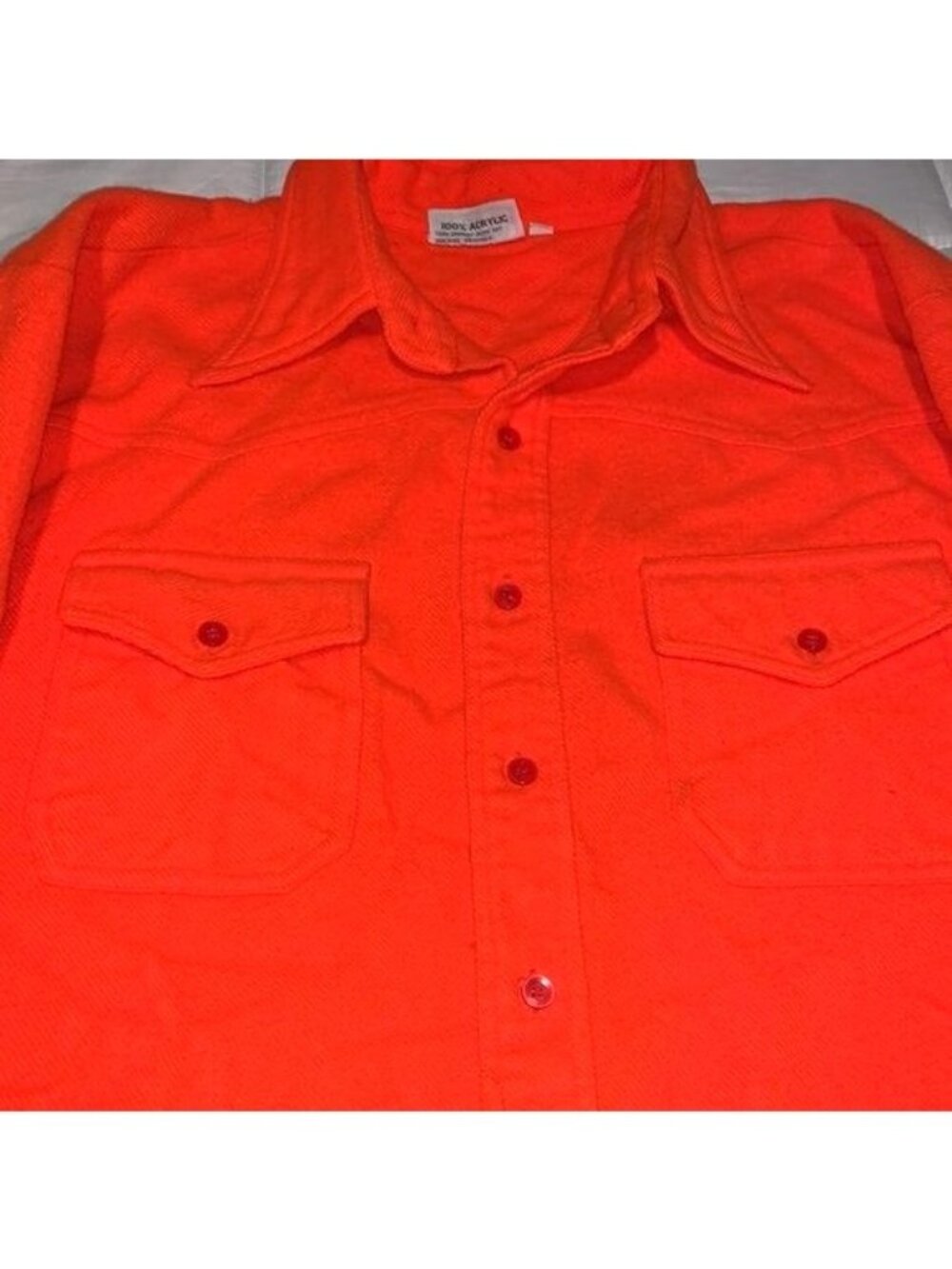 Vintage Hi-Gear Orange Button-Up Shirt XL Long Sleeve 100% Acrylic - Picture 2 of 10